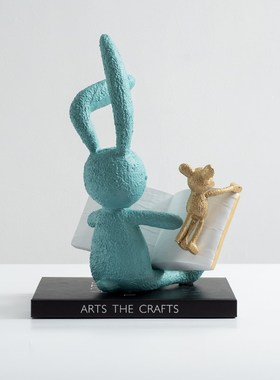 精选创意卡通兔子摆件客厅可爱公仔装饰品简约现代样板间儿童房软