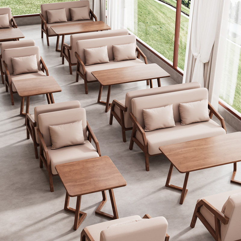 咖啡厅桌椅组合奶茶店休闲酒吧书吧烧烤店特色餐厅卡座沙发组合