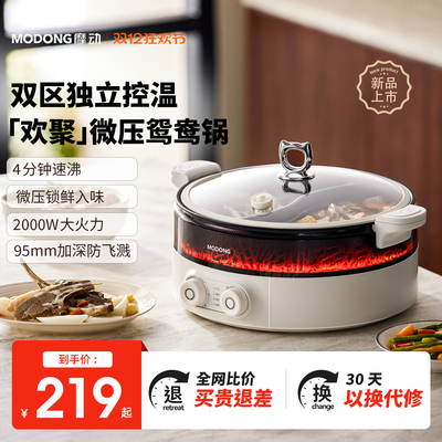 【行业首创】摩动欢聚锅2025新款鸳鸯锅电火锅多功能家用电煮锅B