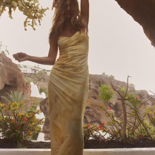 2557027 2025年女装 迷笛吊带连衣裙 度假复古印花绢网无袖 119 春款