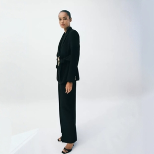 2025ZA秋季新款女装时尚气质风黑色高级感搭扣饰西装外套 9363590