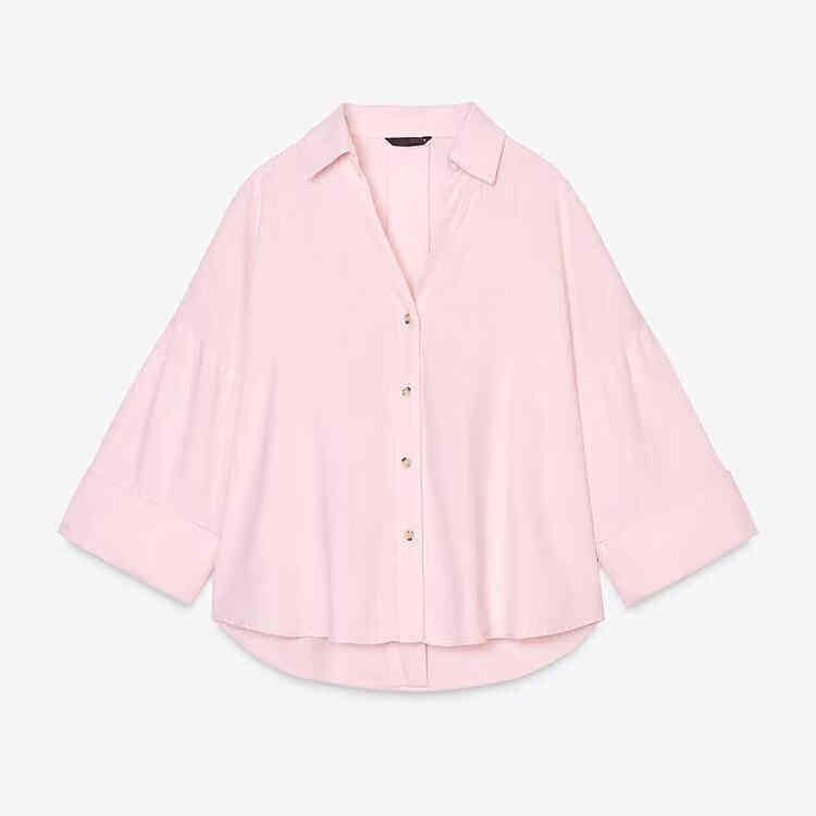 2025年女装春款粉色甜美宽松翻领长袖亚麻混纺宽袖衬衫 2340939,女装/女士精品,衬衫,淘宝优惠券,粉丝福利购,淘宝优惠卷