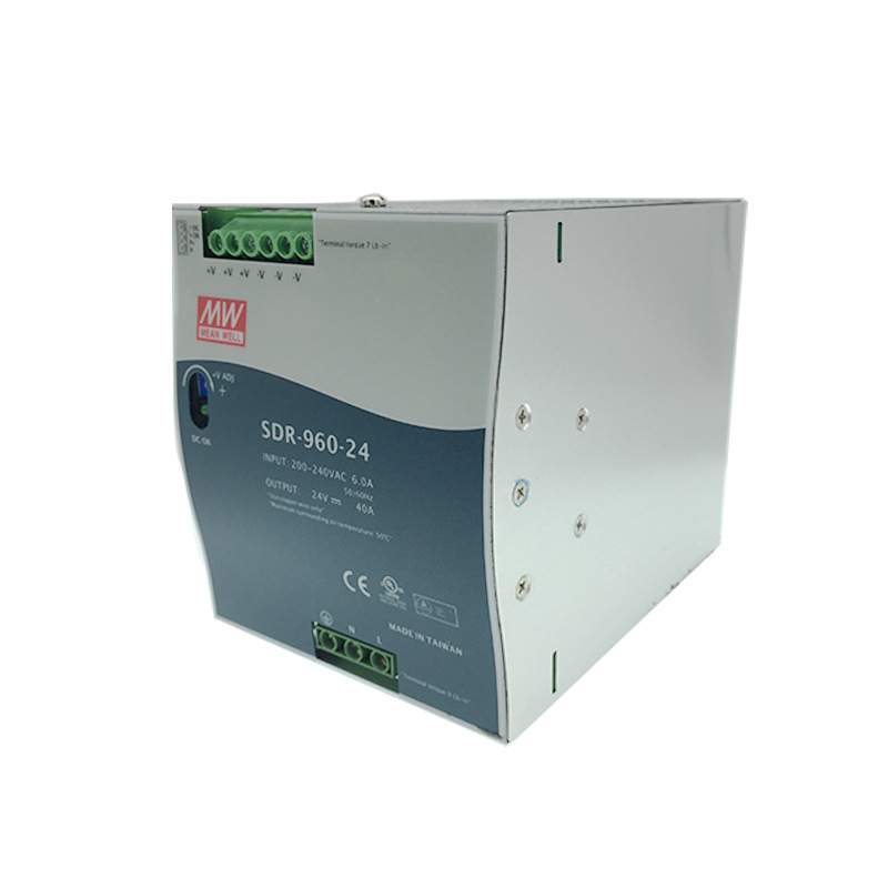 明纬SDR-960-24v960W单组输出PFC调节DIN导轨 明纬导轨开关电源