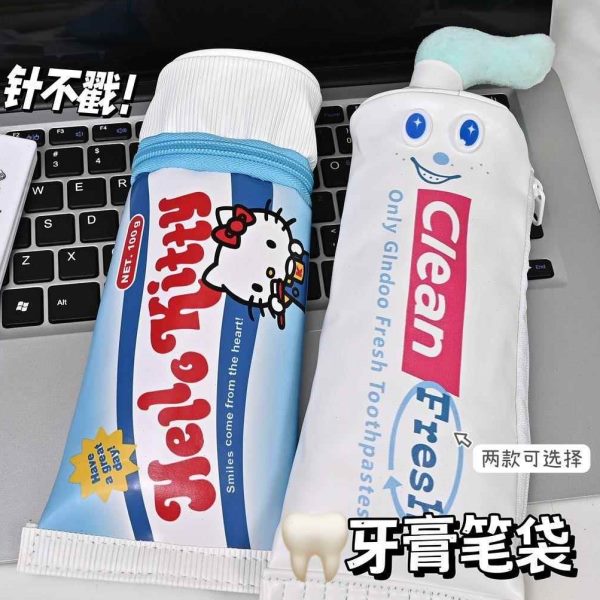 盒趣味牙膏Kittyhello立式笔筒搞怪礼物创意桌面文具收纳学生笔袋