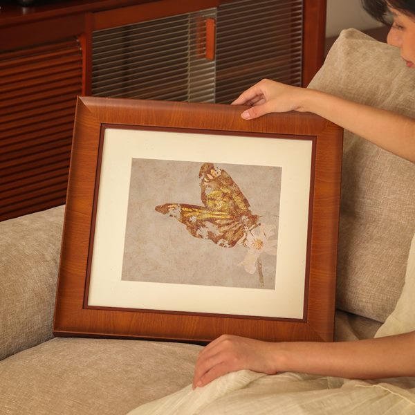 实木画蝴蝶装饰古风简约中画餐厅高级感客厅摆复古床头挂画莱陌|图片