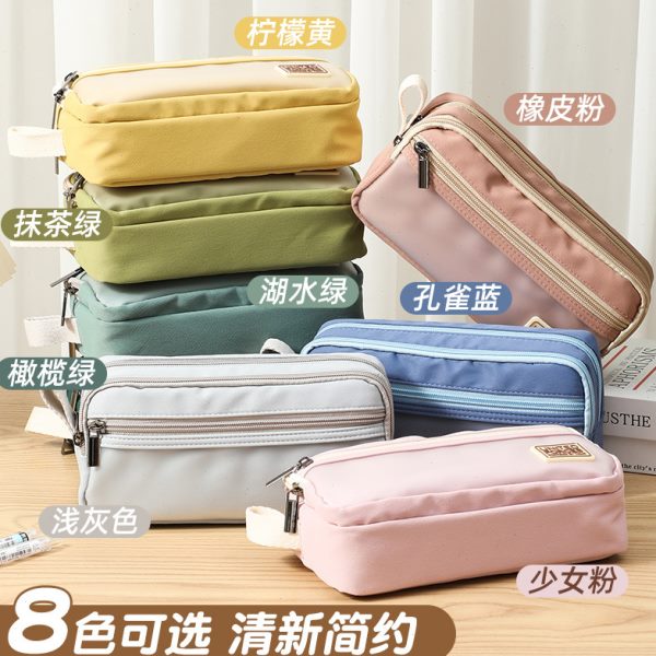 选多层小清新学生多色大容量专用简约笔拉链笔袋收纳帆布学生笔袋