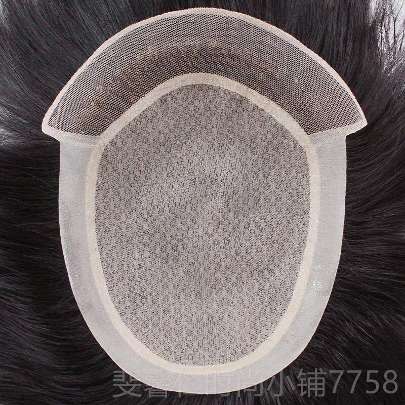 新品痕瑞士网蕾丝大背男士全递针生物皮补发全真发头发丝隐头形无