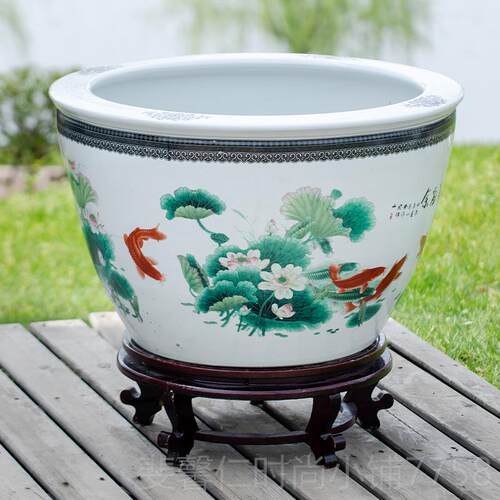 新品包邮青花陶瓷缸鱼缸米大水缸瓷缸睡莲盆大荷庭1花碗莲缸乌龟