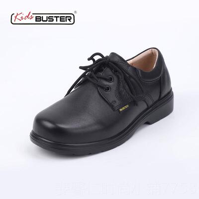 新品buster儿童色中皮鞋真皮新款男童鞋大码学生带款女童性演黑出