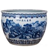 新品 睡莲 景德镇陶瓷缸庭院青花水锦鲤金鱼缸仿古乌龟大号鱼老养式