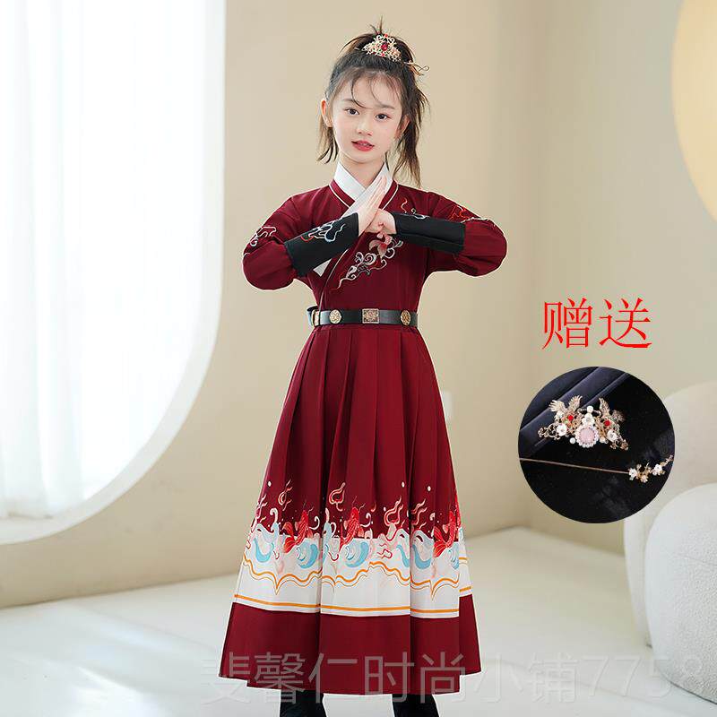 新品汉服女童花木兰表服走秀武女侠古装飞鱼服童锦衣卫儿演春童秋图片