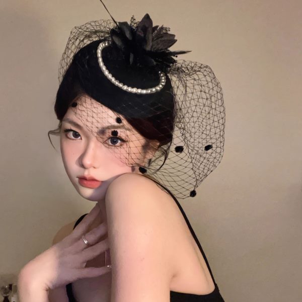 法式网纱小礼帽女复古英伦风搭配婚纱晚礼服旗袍汉洋折衷帽子头饰