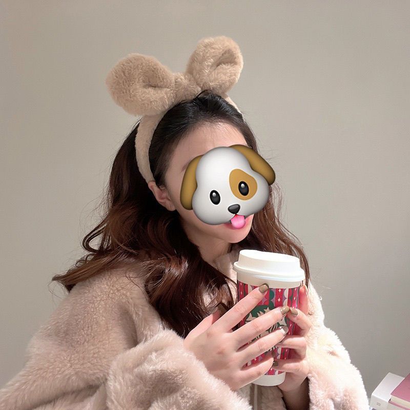 俏皮高颅顶毛绒兔耳发箍女生网红洗脸可爱蓬松造型装饰发卡