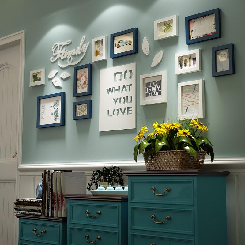 包邮田园/实木墙创意照片墙/相框墙