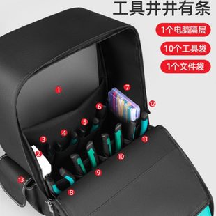 绿林双肩工具包结实耐用帆布收纳电工背包多功能维修箱包加厚五金