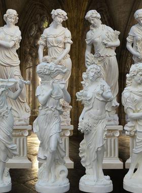 大型玻璃钢音乐人雕塑四季女神天使雕像酒吧餐厅花园迎宾装饰摆件