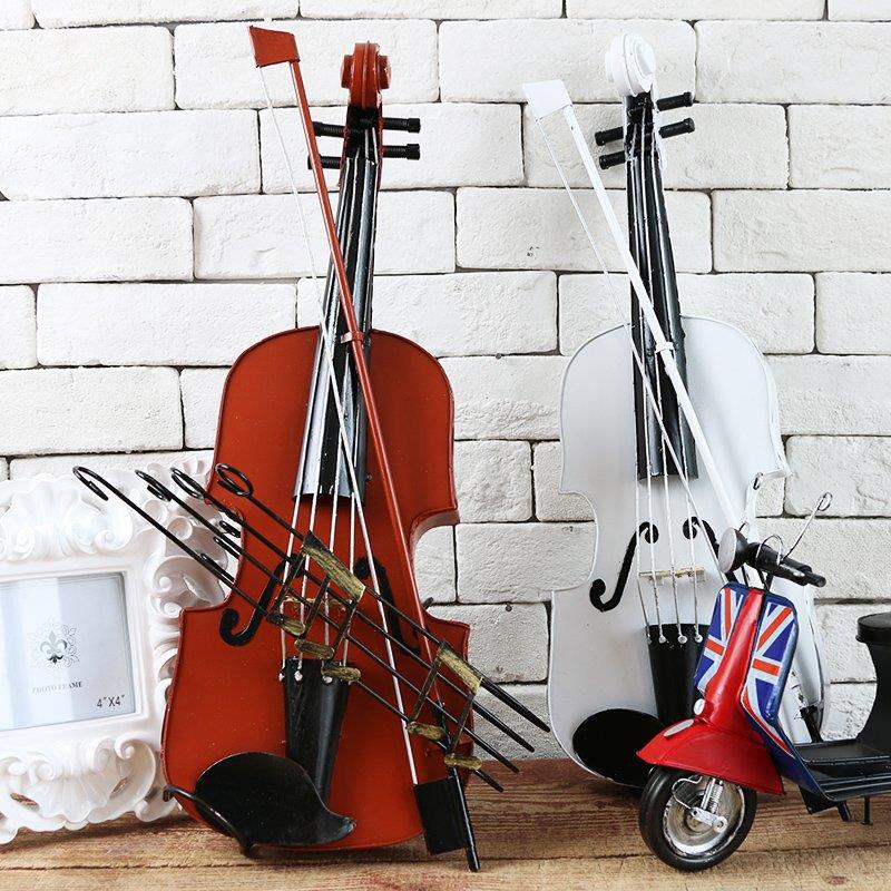 创意复古铁艺小提琴模型装饰品 婚纱照拍摄摄影道具 酒吧摆件挂件