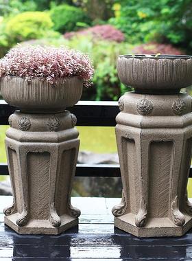 现代简约花盆花架摆件户外花园石凳子中式园林庭院布置装饰工艺品