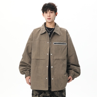 STA秋季 宽松休闲百搭多口袋外套高级小众上衣 潮牌翻领夹克男工装