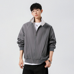 外套潮牌 秋冬宽松百搭美式 STA国潮休闲商务工装 立领拉链夹克男款