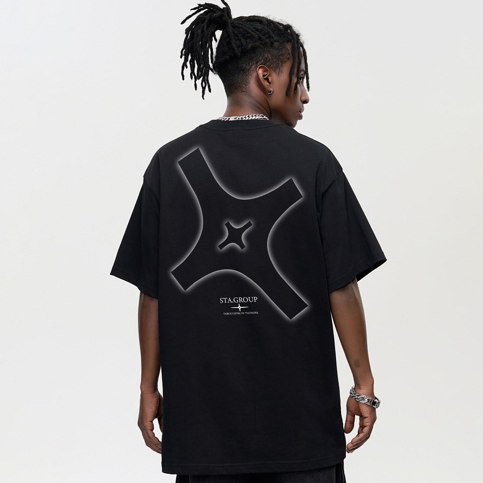 STA美式复古字母印花纯棉短袖T恤