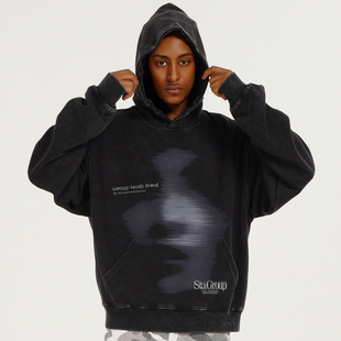 水洗短款 高街潮牌帽衫 连帽卫衣男 半脸印重磅350克美式 STA国潮美式