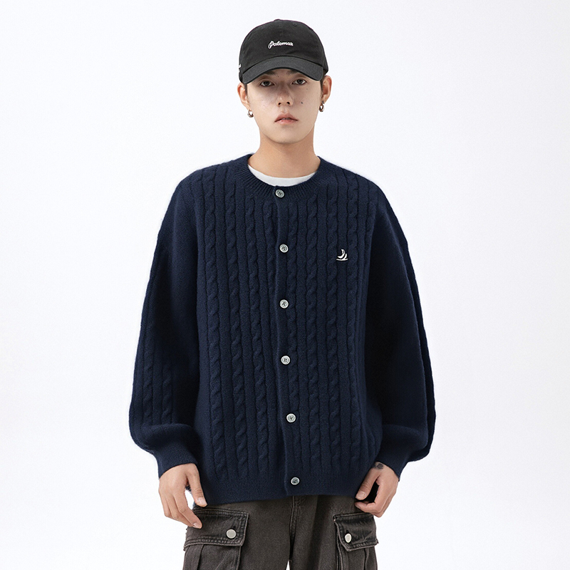 STA美式复古麻花针织开衫上衣