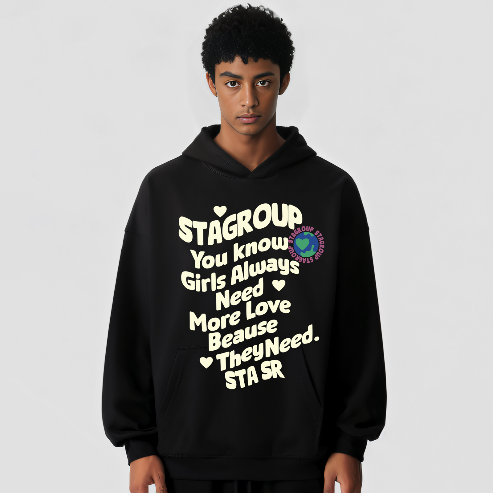 STA星空连帽卫衣宽松加绒上衣