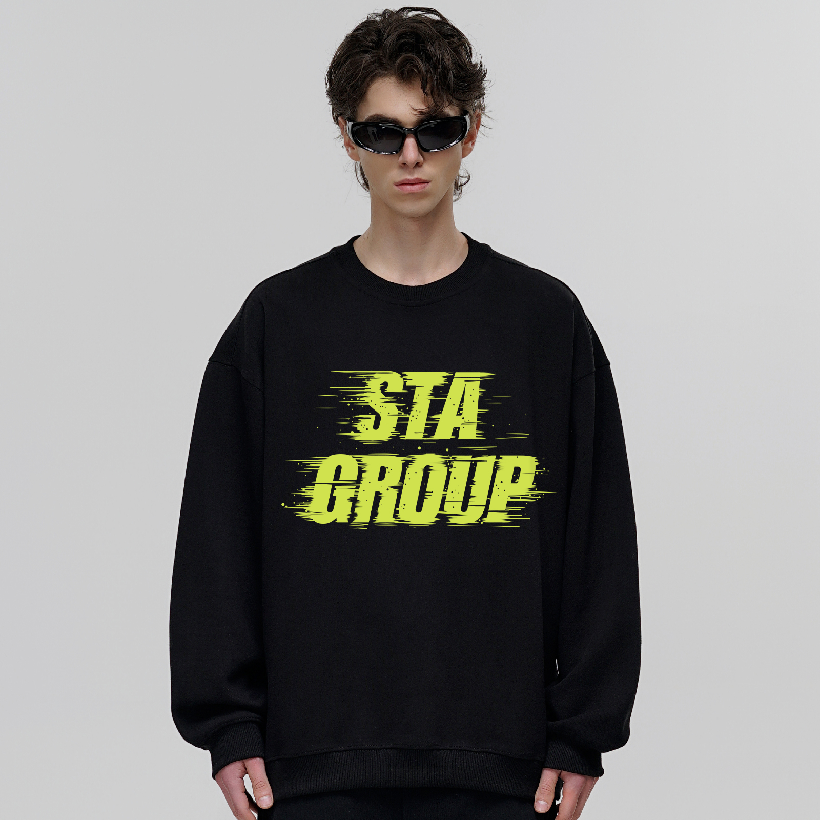 STA480克白色圆领卫衣加绒外套