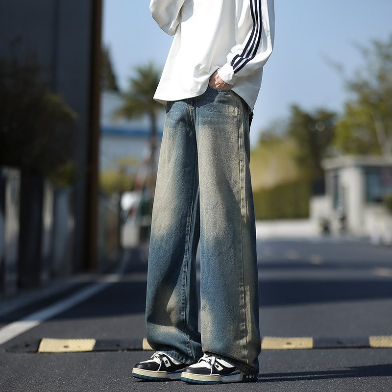 STA国潮宽松直筒牛仔裤男长裤水洗阔腿裤休闲百搭青少年街头裤子,男装,牛仔裤,淘宝优惠券,粉丝福利购,淘宝优惠卷