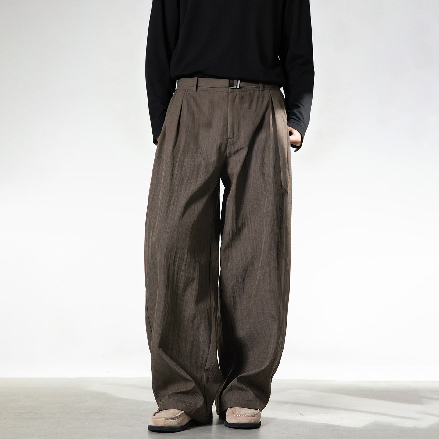 STA阔腿裤亚麻纹男士宽松垂感长裤百搭男装西裤小众高级2026新款,男装,休闲裤,淘宝优惠券,粉丝福利购,淘宝优惠卷