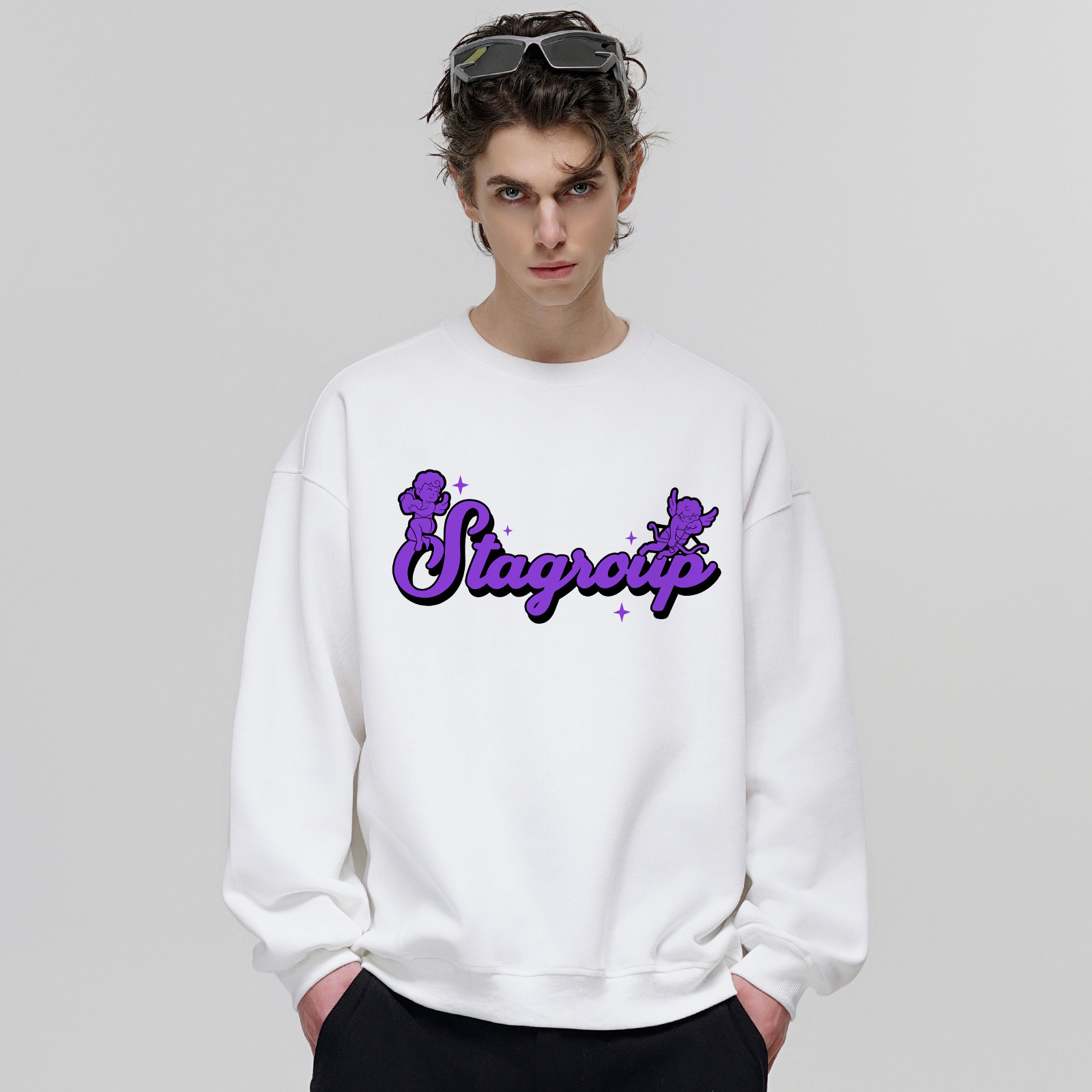 STA偷心天使无帽卫衣加绒圆领男