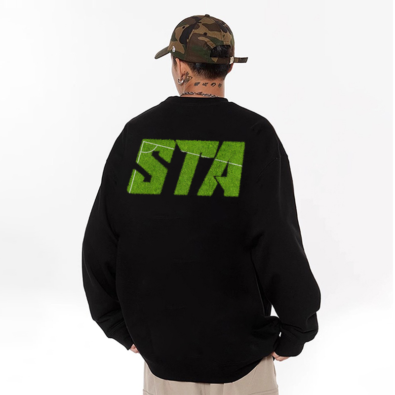 STA潮牌美式复古宽松圆领卫衣