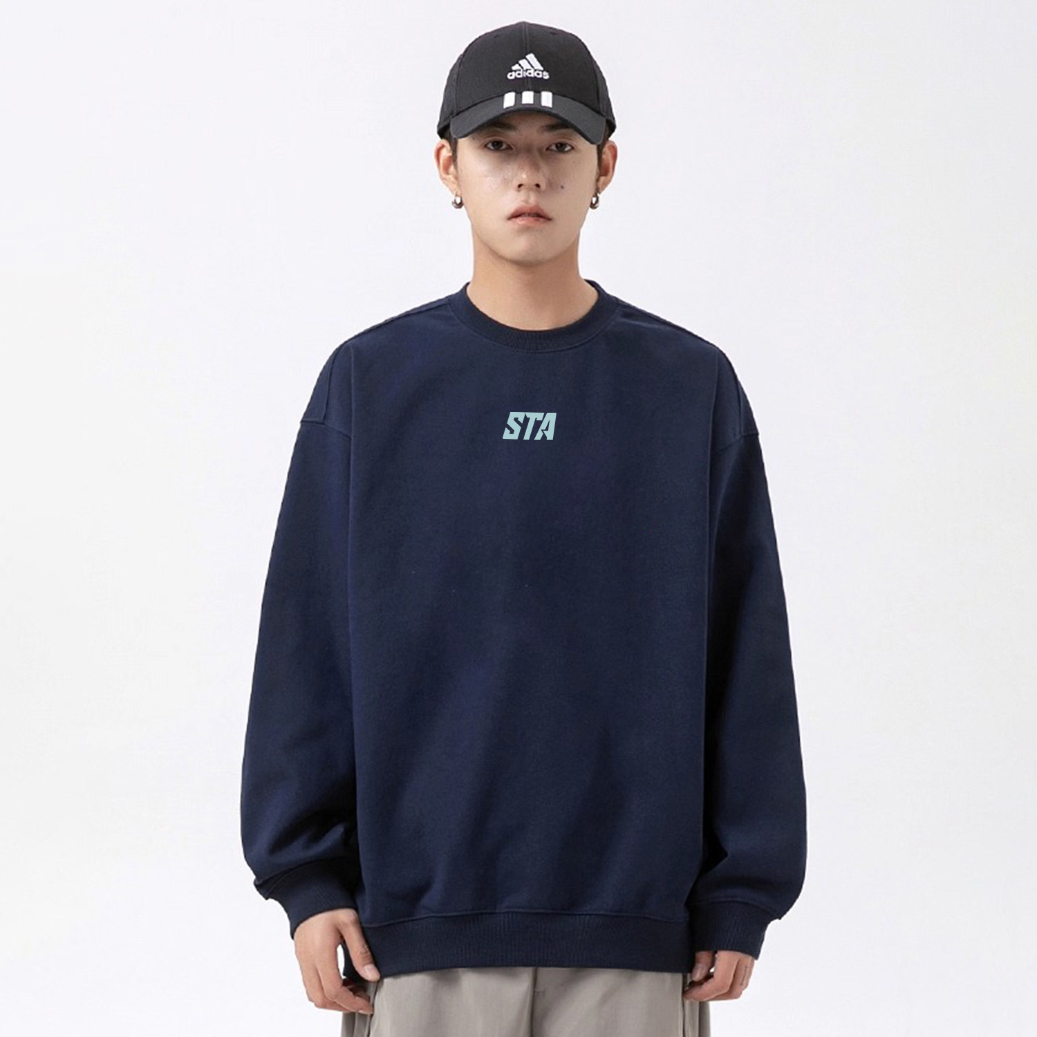 STA休闲美式情侣重磅圆领卫衣