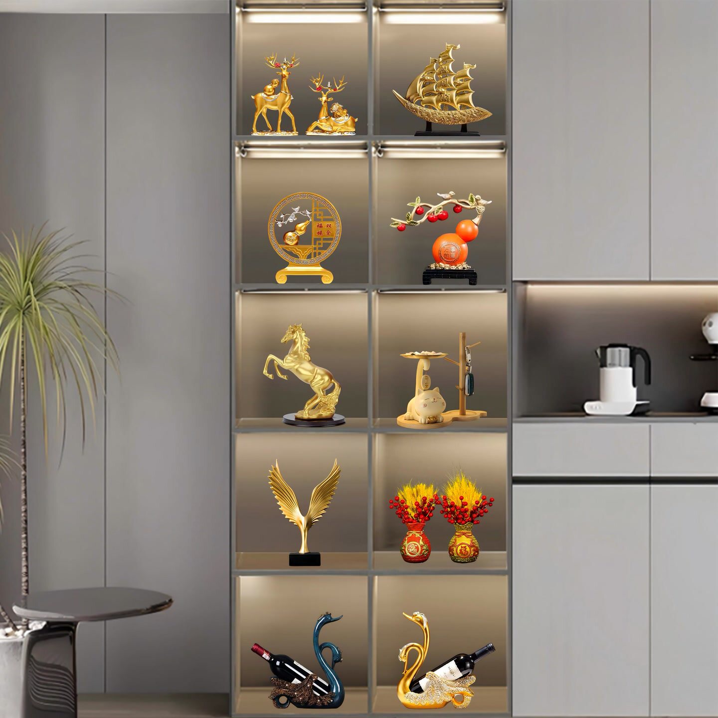 高品质奢华高档套装摆件轻奢家用新中式创业客厅装饰品家居摆件