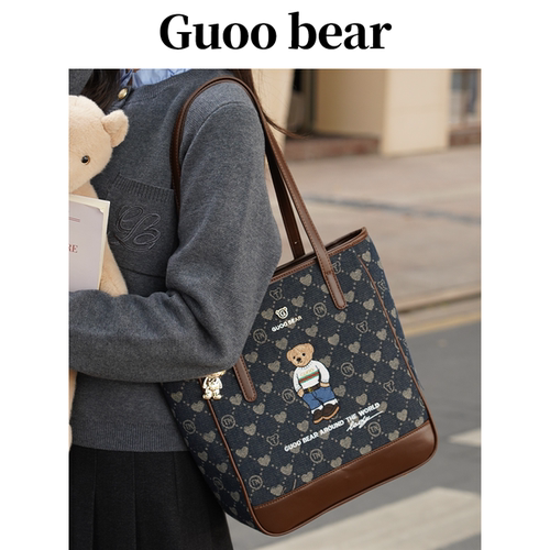 GUOOBEAR古家小熊单肩手提包女生通勤托特包女2025新款水桶包