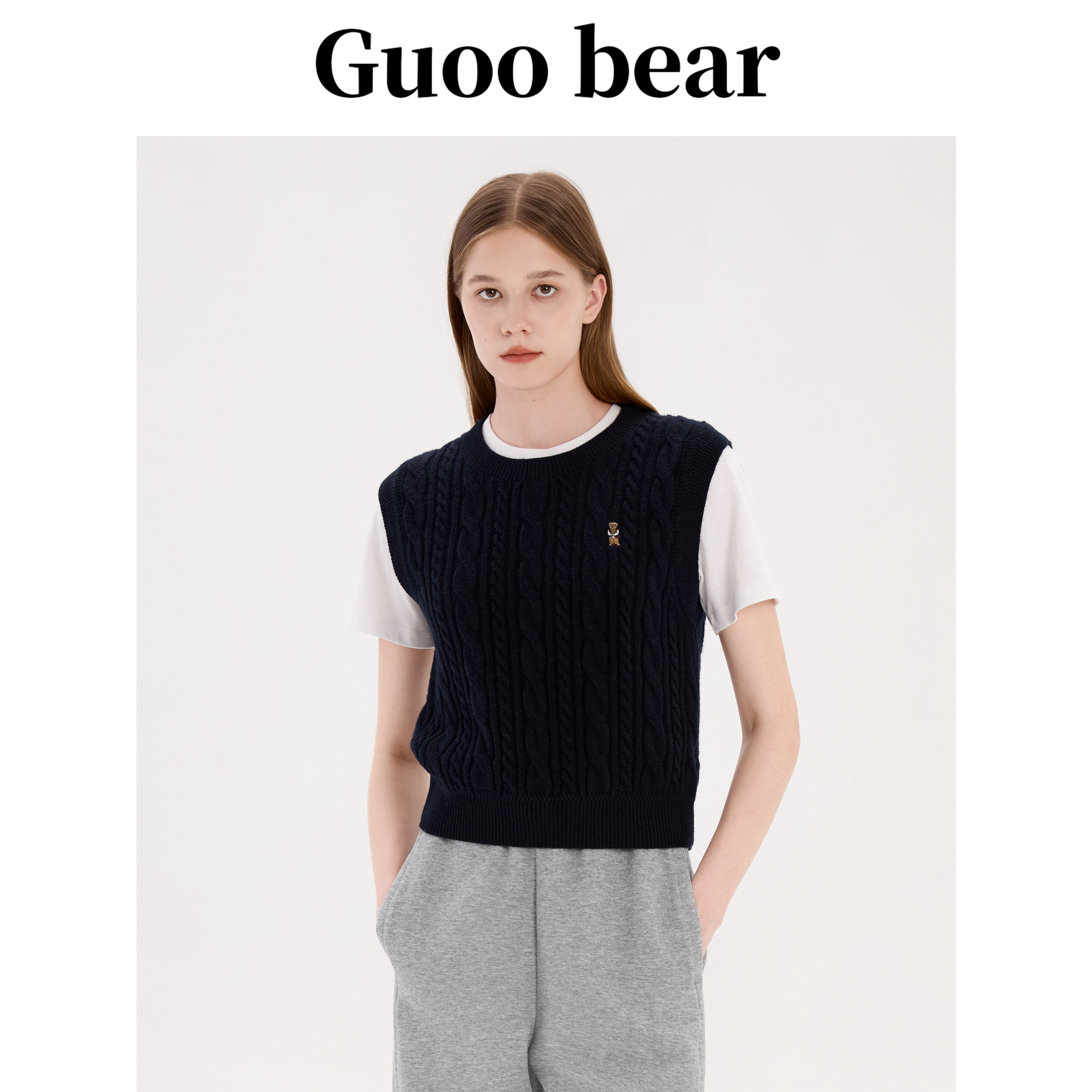 古家小熊针织马夹2025秋新款