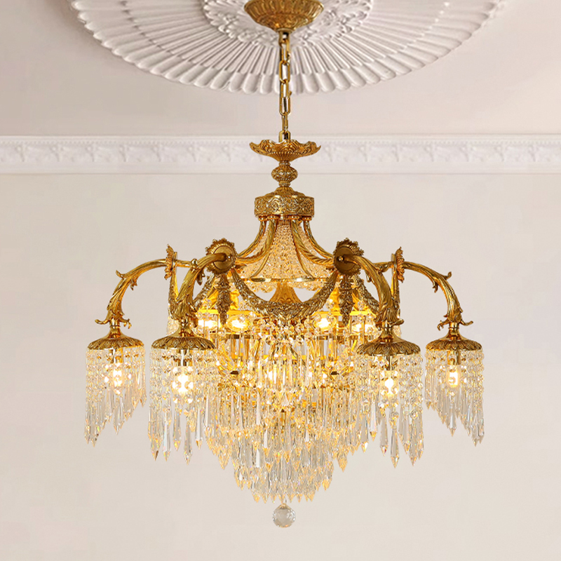 法式全铜客厅水晶吊灯欧式创意个性奢华大气别墅浪漫脱蜡复古灯具