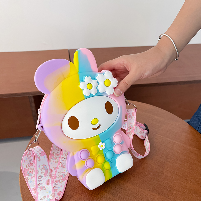 儿童包包可放手机的n矽胶包大号卡通零钱包可爱女童小花兔斜挎包