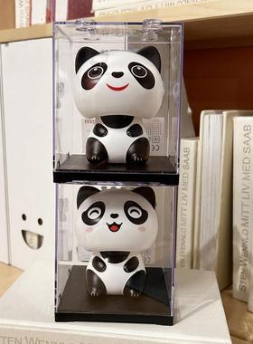 太阳能熊猫摆件自动摇头家居装饰品送礼佳品桌面摆件可爱汽车内饰