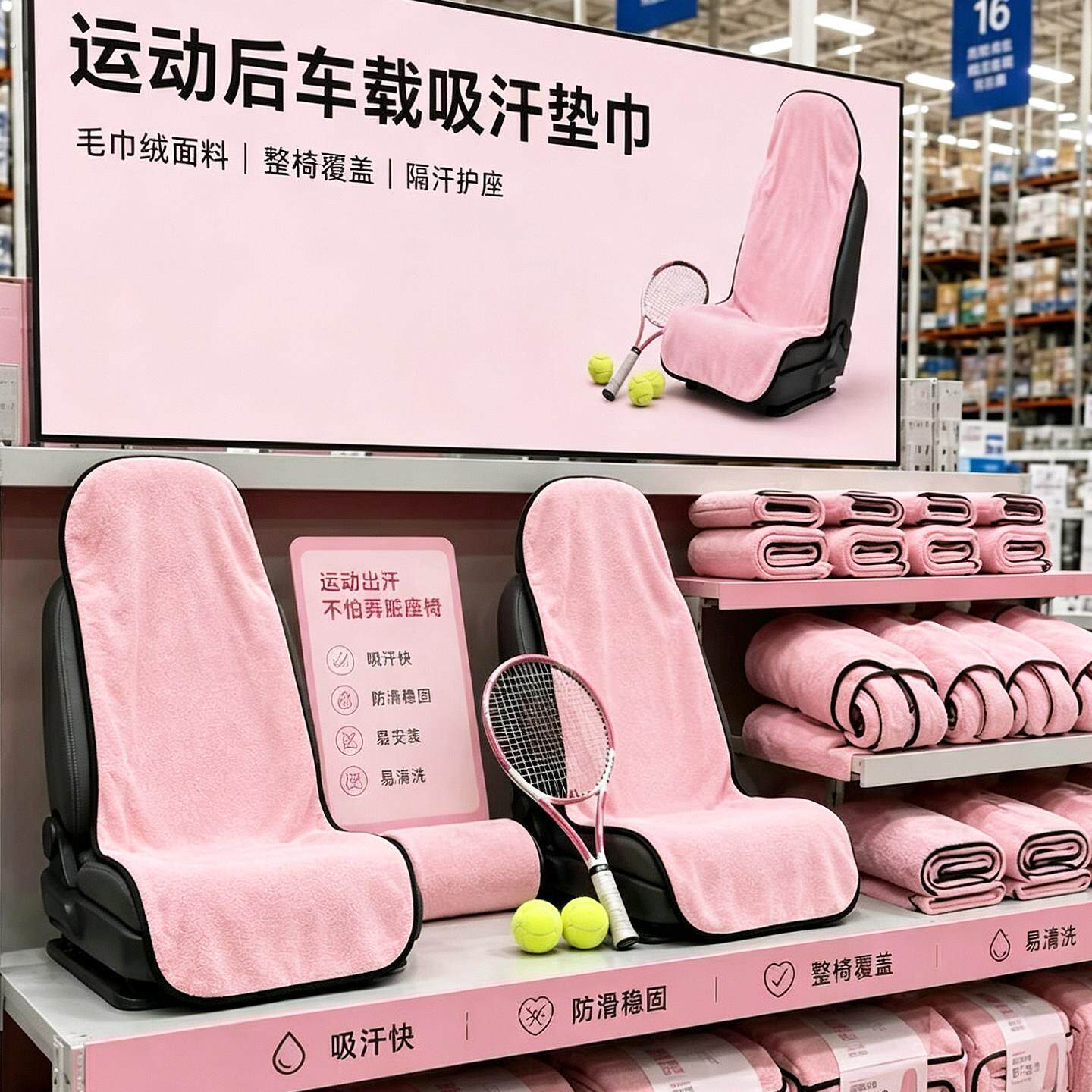 汽车座椅套车载吸汗垫巾加宽加长防水车用毛巾通用款防滑保护套垫