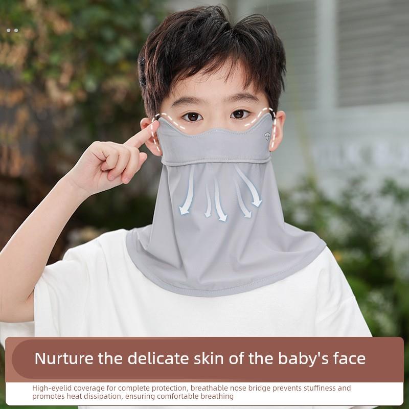 儿童防晒面罩围脖男童夏季沙漠防沙防紫外线护颈一体透气冰丝面纱