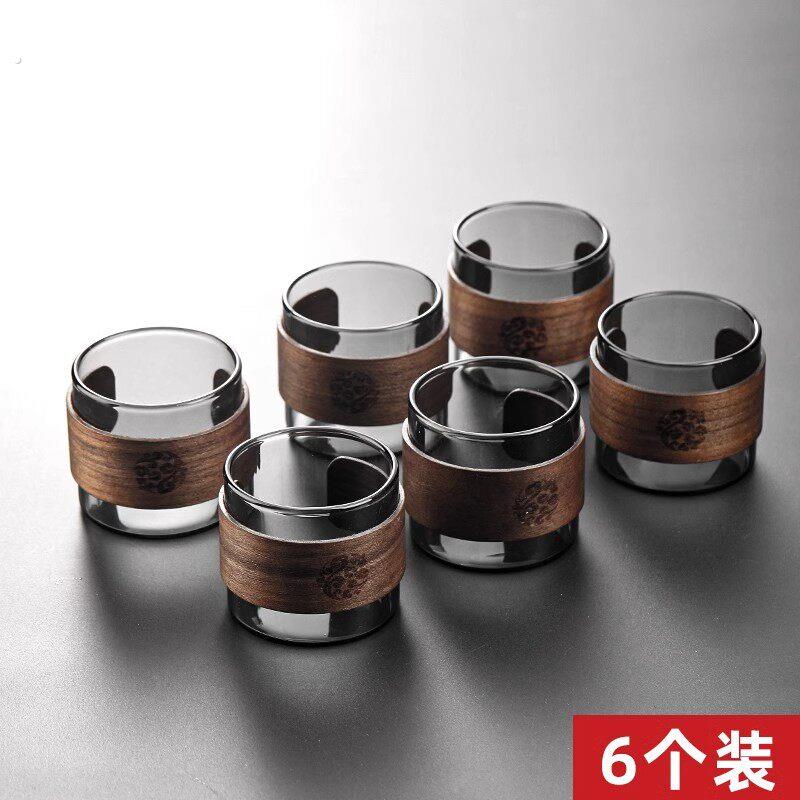 耐热玻璃功夫茶杯套装6只个人专用高档主人杯茶盏家用喝茶小杯子