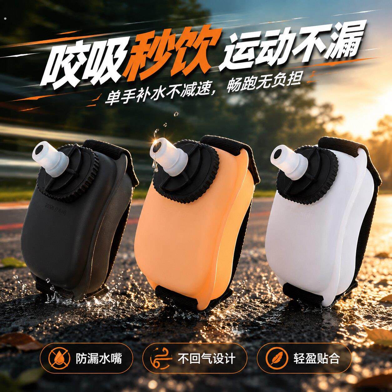 户外运动手腕水壶多功能骑行登山便携式水袋自带吸管直饮杯软水壶