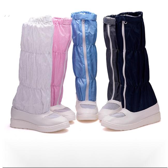 PU软底透气网面防静电鞋高筒靴防护无尘防尘长筒靴男女柔软舒适