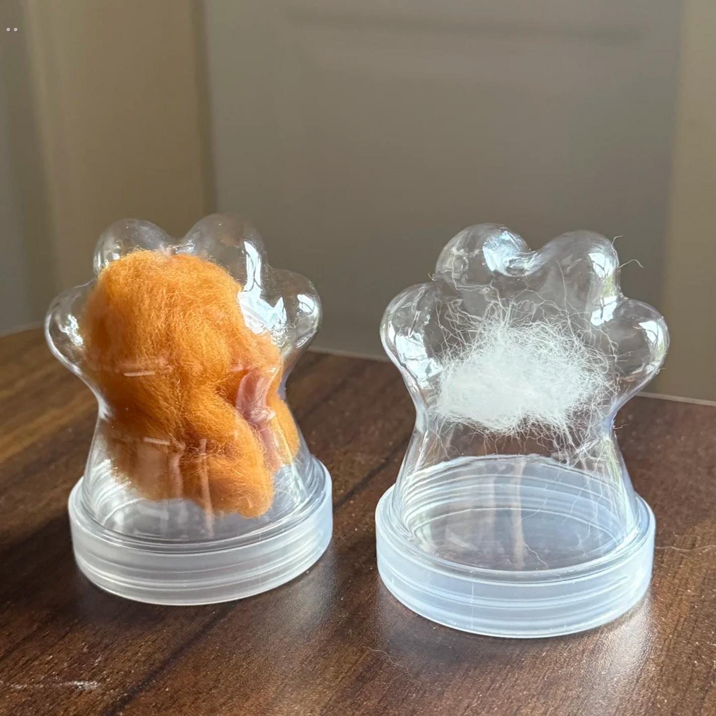 透明猫狗毛发收纳扭蛋爪子瓶猫咪狗狗宠物毛发收集储存罐好运摆件