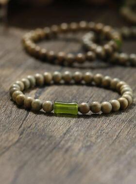 回忆中的绿 绿檀琉璃木竹节单圈款手串男女木质文玩檀香手链