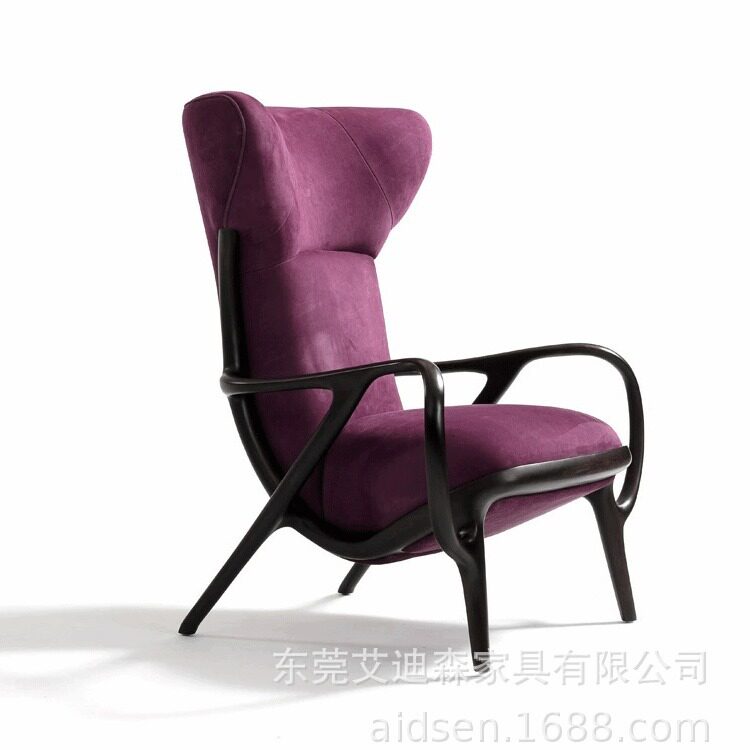 意式老板椅传世新中式客厅单人沙发椅白蜡木实木皮艺沙发休闲椅