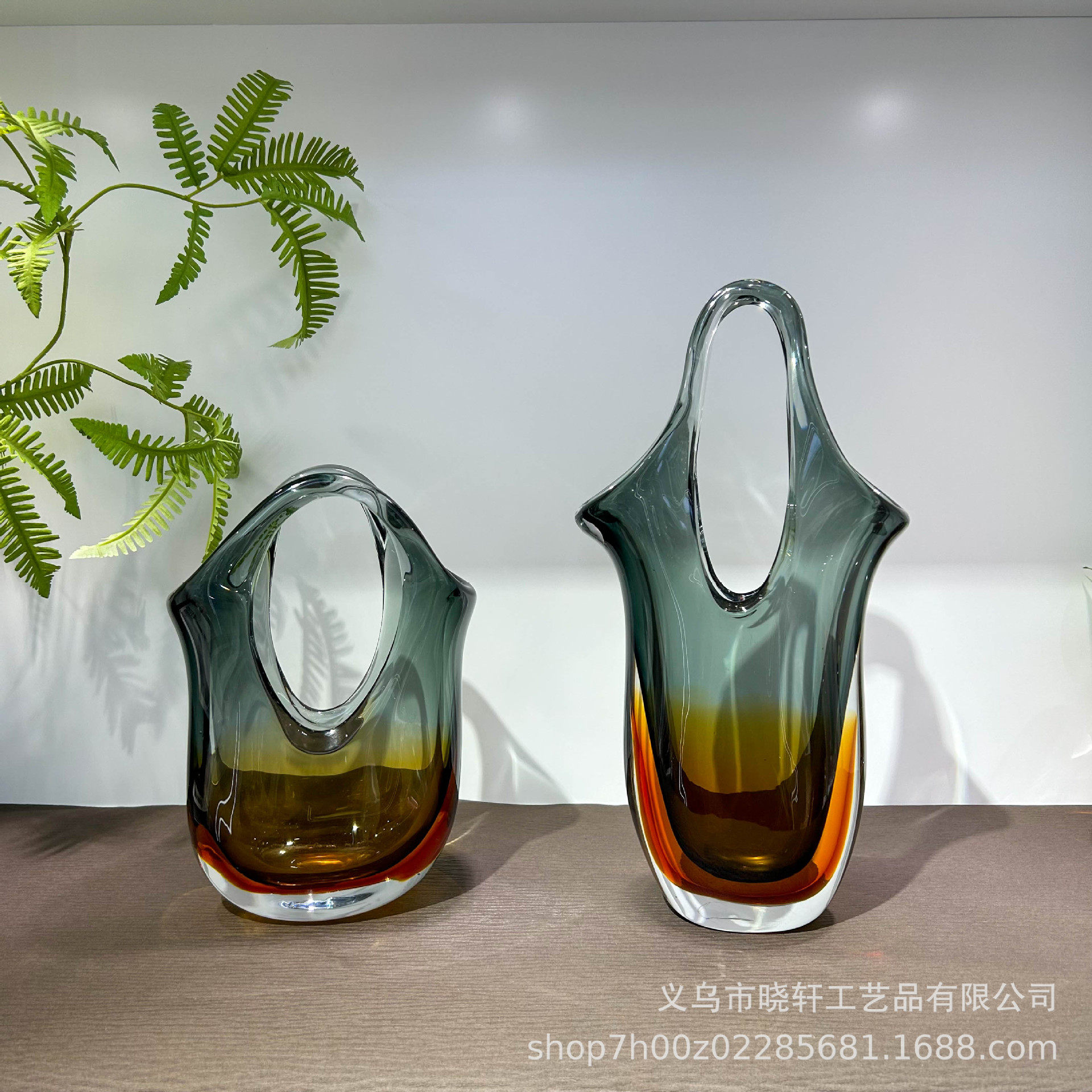 创意轻奢琉璃提包花瓶高档艺术客厅玄关酒柜水培插花高级装饰摆件