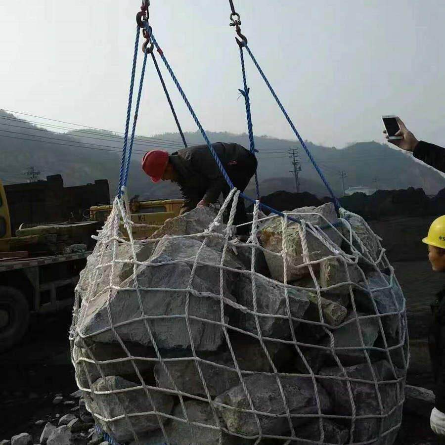吊装网水利拦坝垃圾清理抛石头网兜PP特多龙尼龙塑料麻绳装卸网